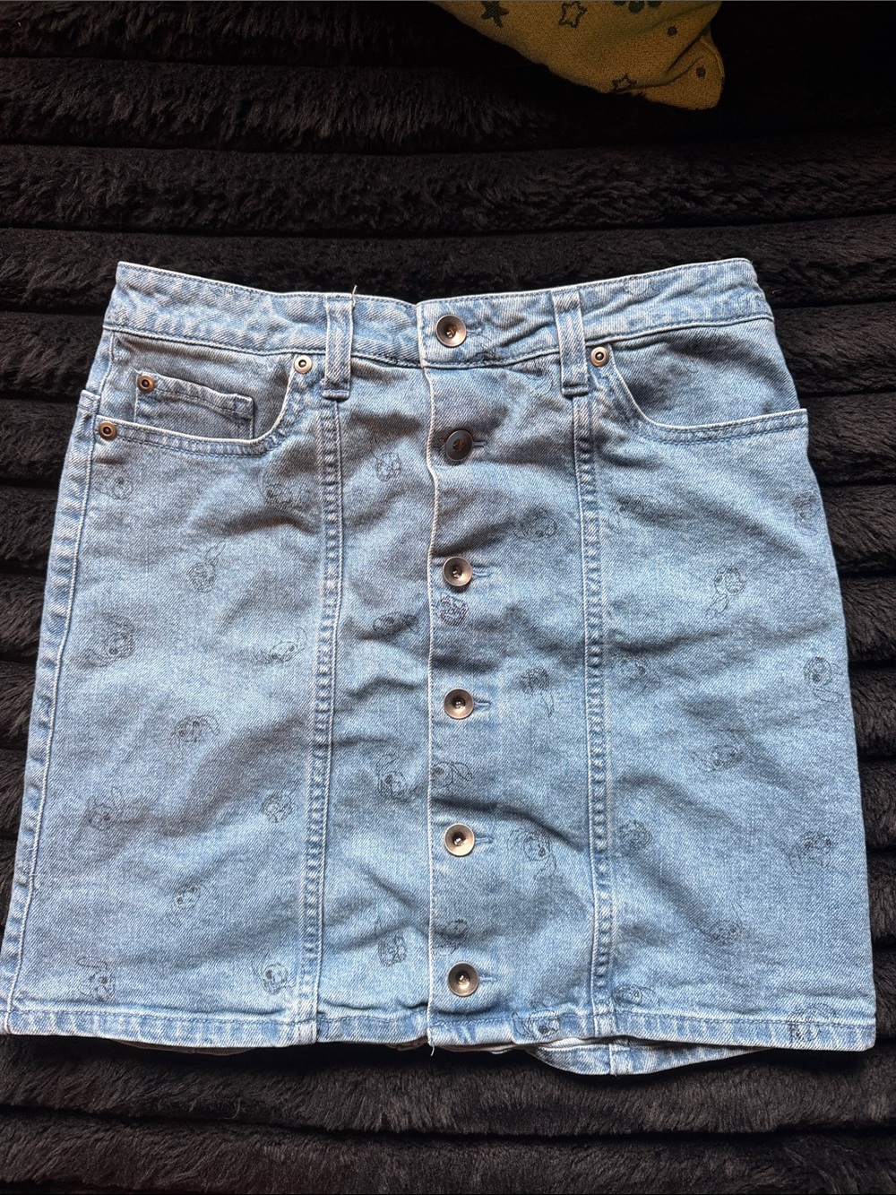 Disney Light Blue Button-Front Denim Mini Skirt